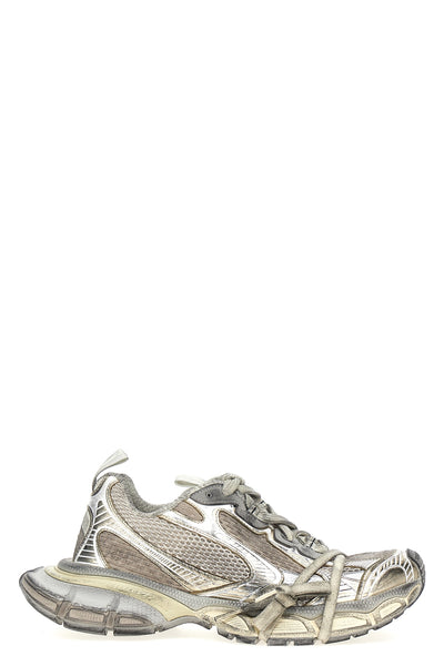 3xl lace-up sneakers in mesh and polyurethane fabric