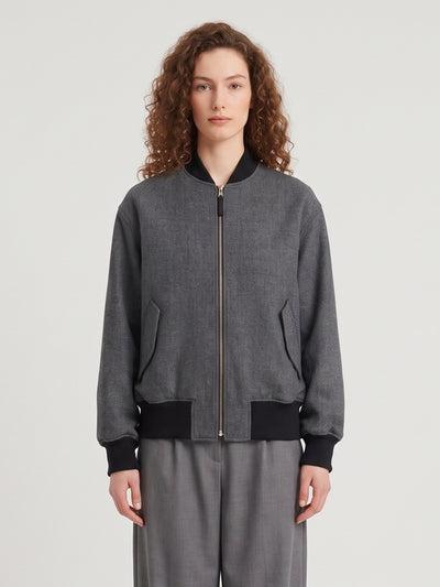 dark grey chevron bomber jacket