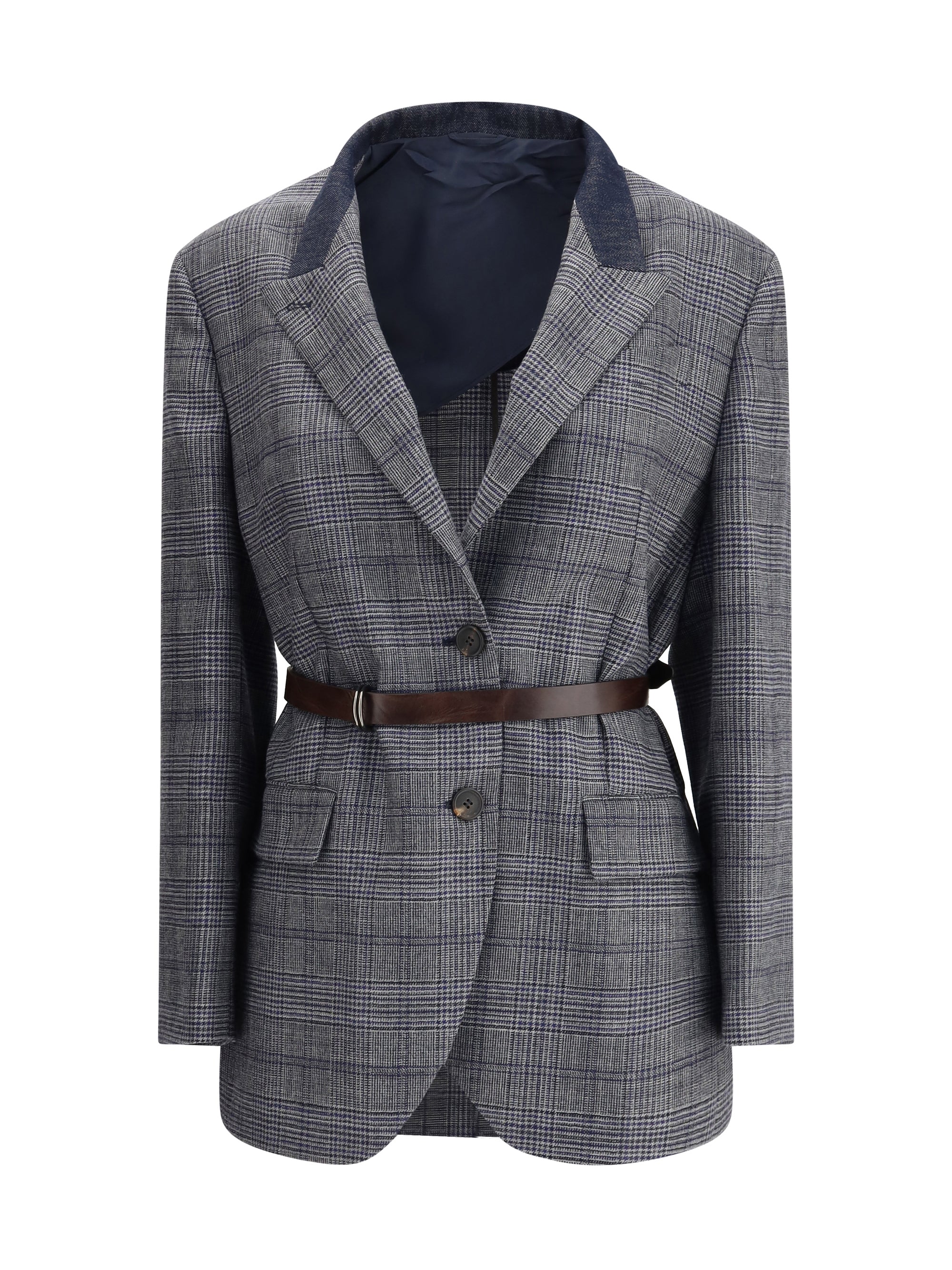 BRUNELLO CUCINELLI 42 prince of wales pattern blazer