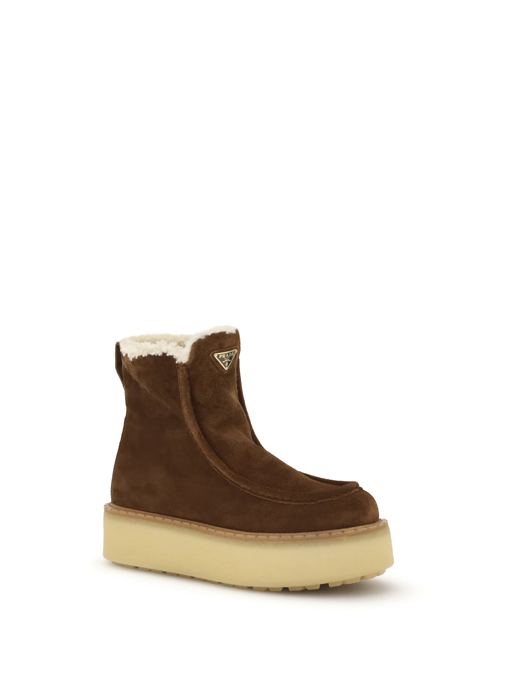 PRADA 36 suede and shearling ankle boots