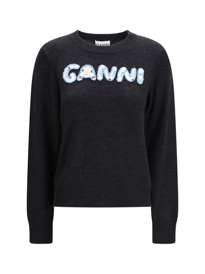 crochet appliqué merino sweater