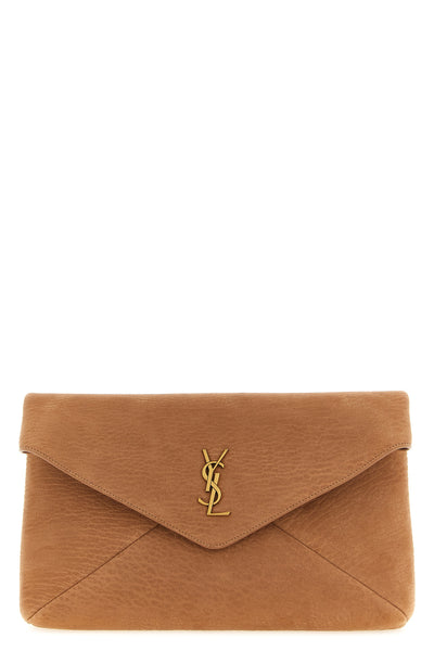 envelope large clutch bag in embossed nubuck leather