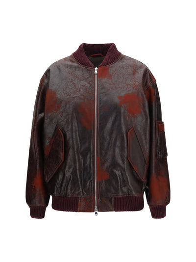 oversized crackle nappa bomber jacket