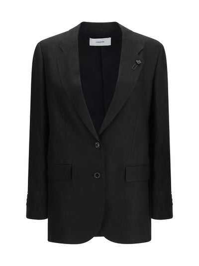 double-breasted linen blazer