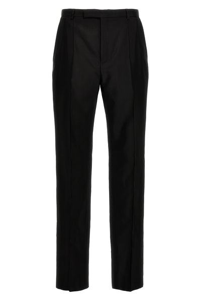 high-waisted pants in faille wool blend