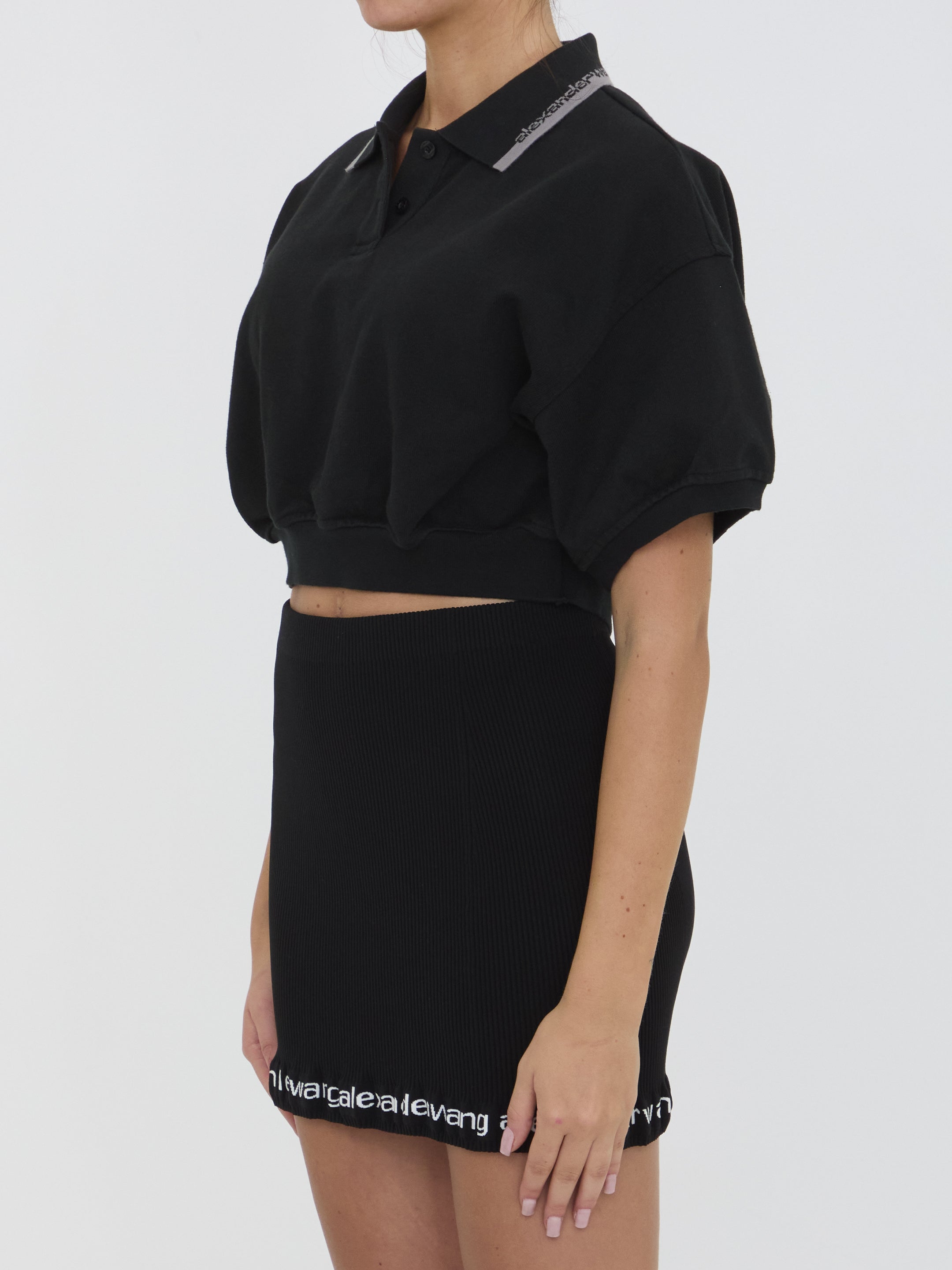 ALEXANDER WANG M cropped cotton polo shirt