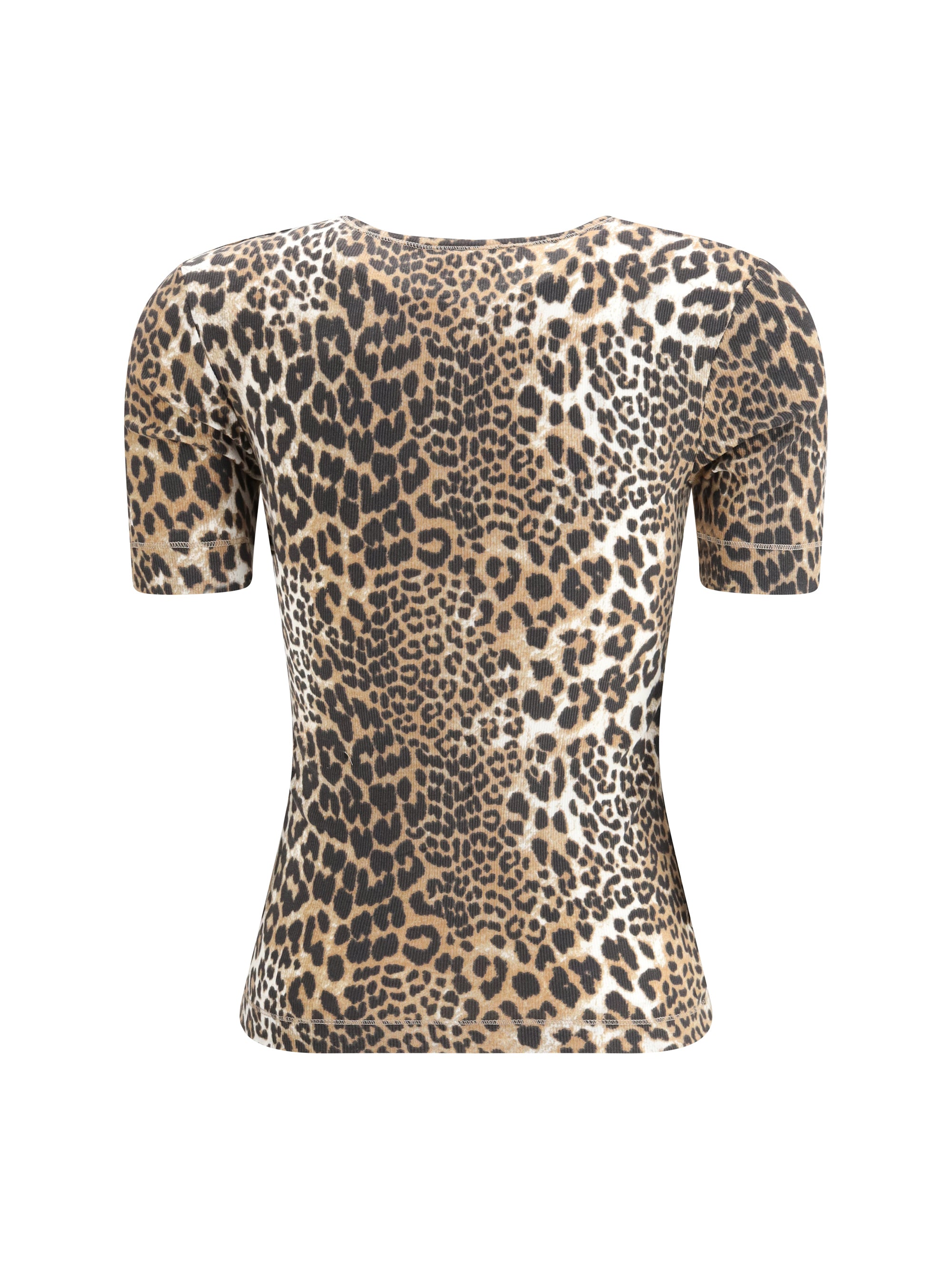 GANNI L leopard rib t-shirt