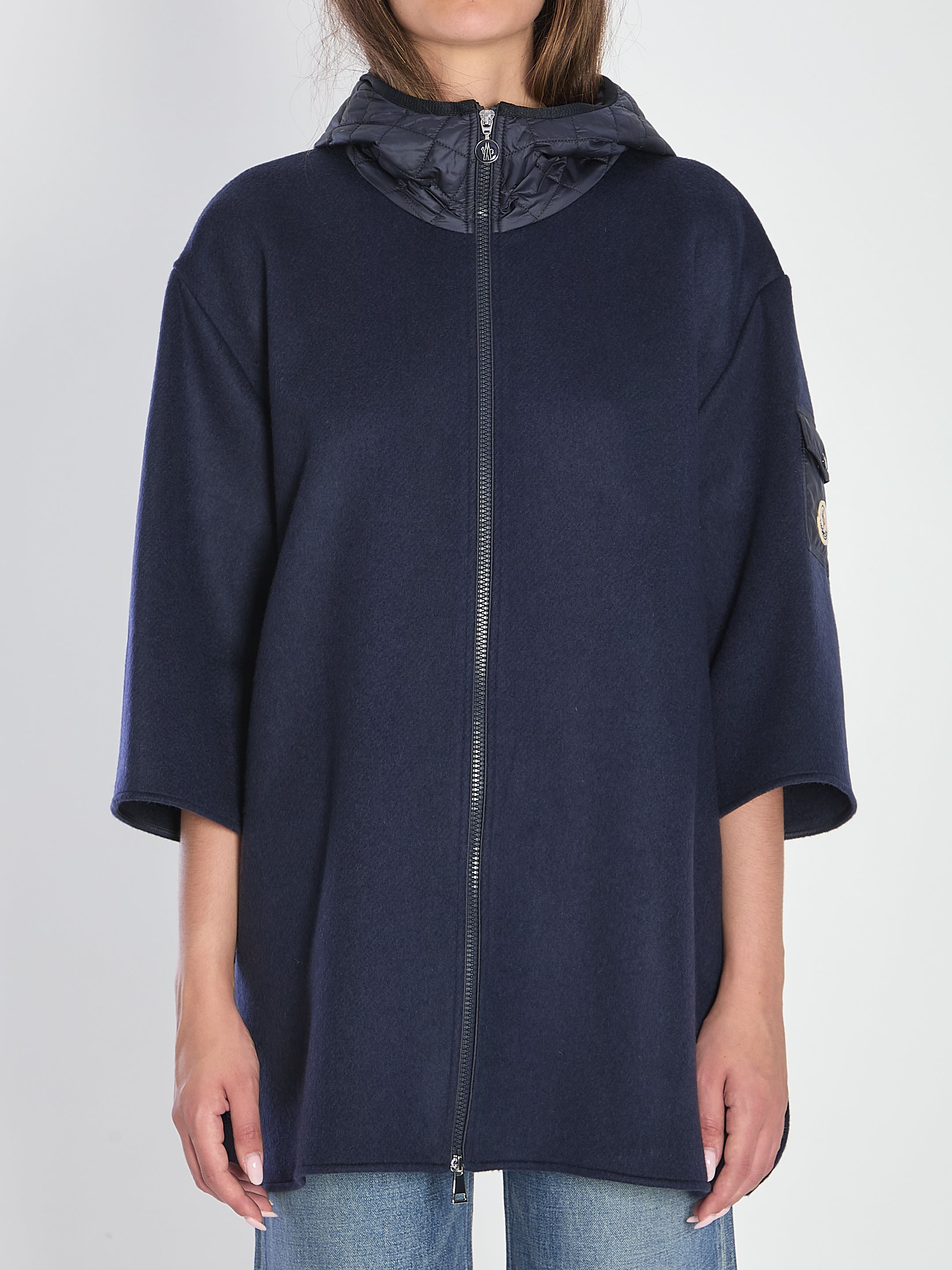 MONCLER OS hooded wool cape