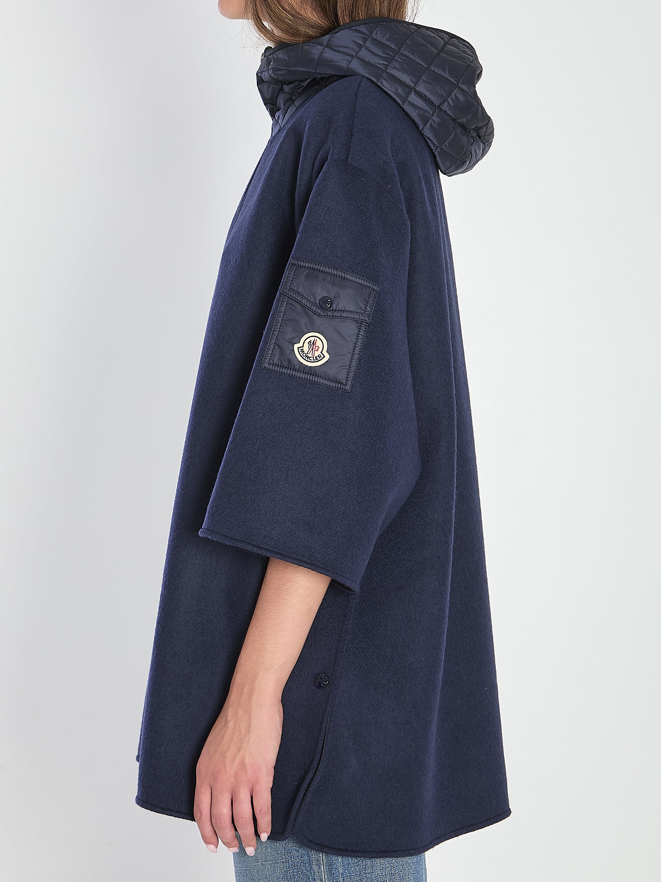 MONCLER OS hooded wool cape