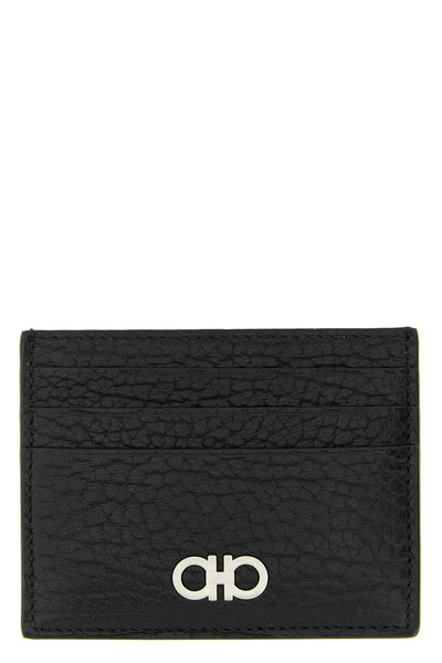 gancini card holder in treated calf leather