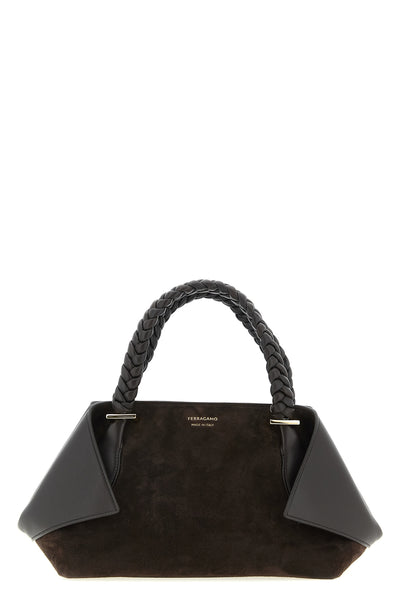 scarf th s handbag in suede and tone-on-tone smooth leather