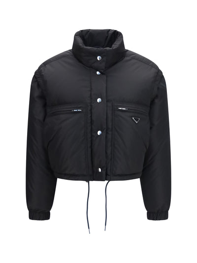 short padded jacket with zip and triangle logo
