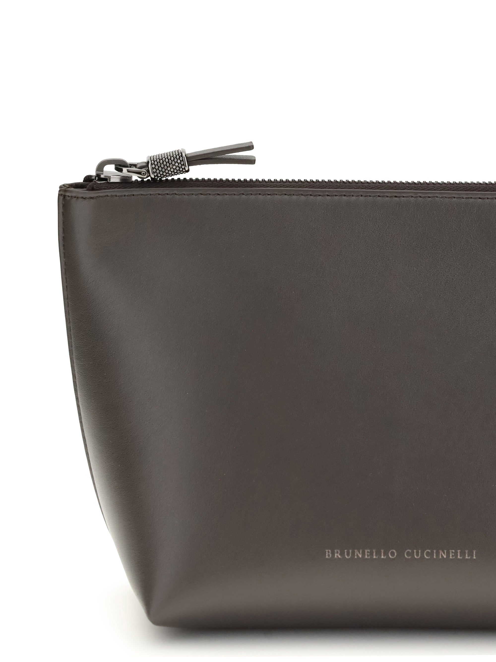 BRUNELLO CUCINELLI OS leather pouch with shiny zipper pull