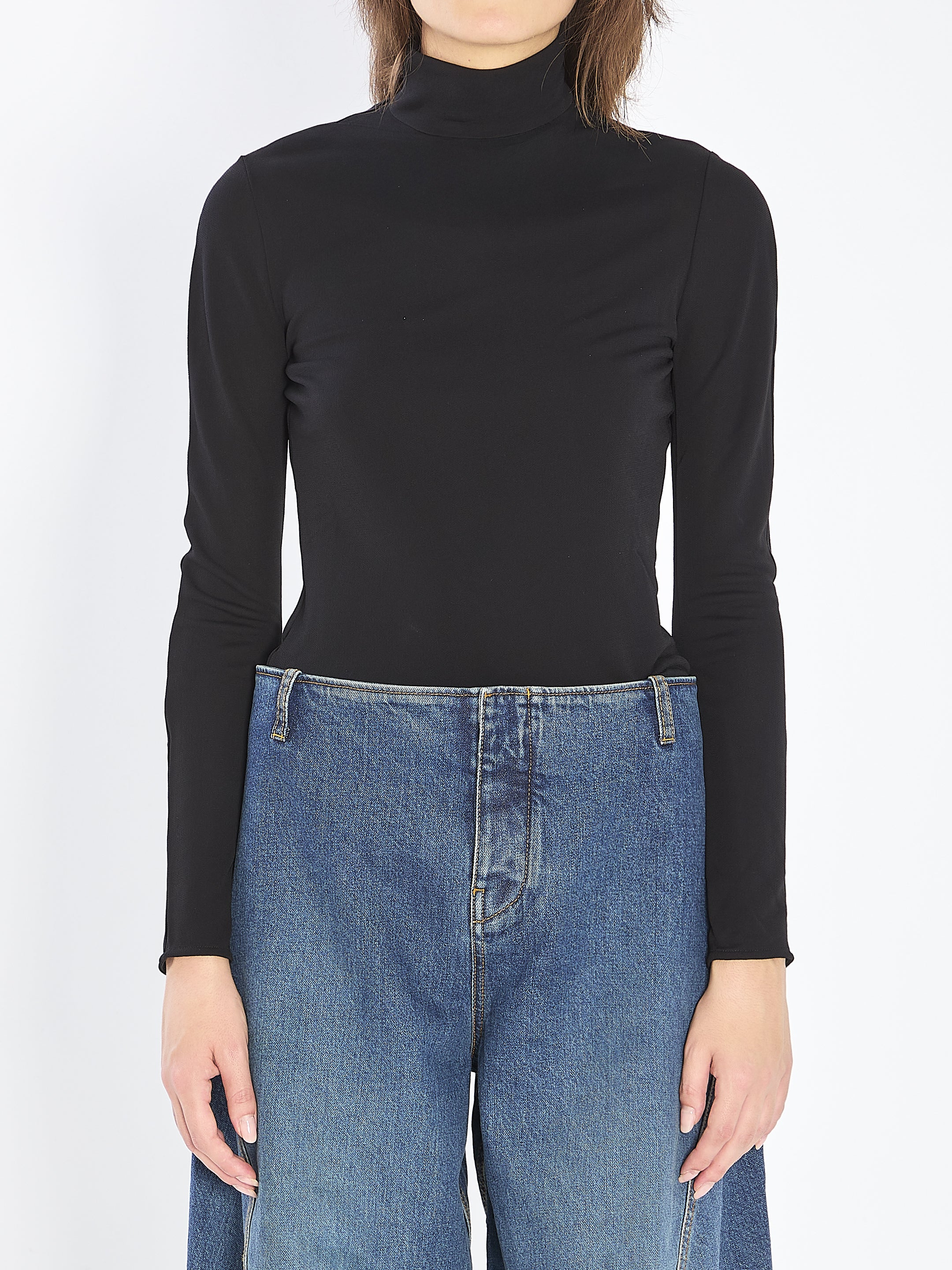 ALAIA 36 fluid jersey bodysuit with heart cut-out