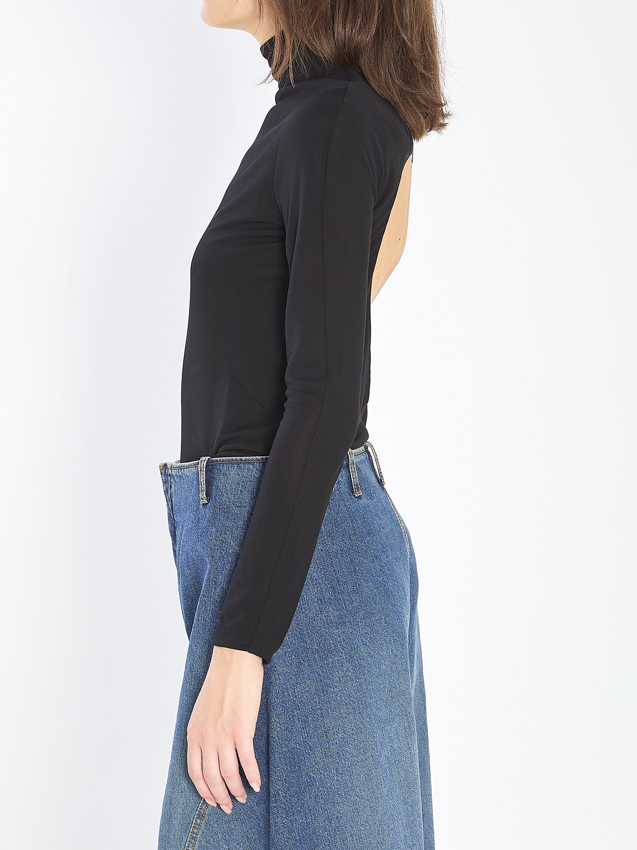 ALAIA 36 fluid jersey bodysuit with heart cut-out