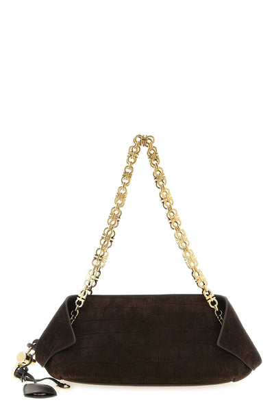 ferragamo (s) shoulder bag in crocodile-effect suede