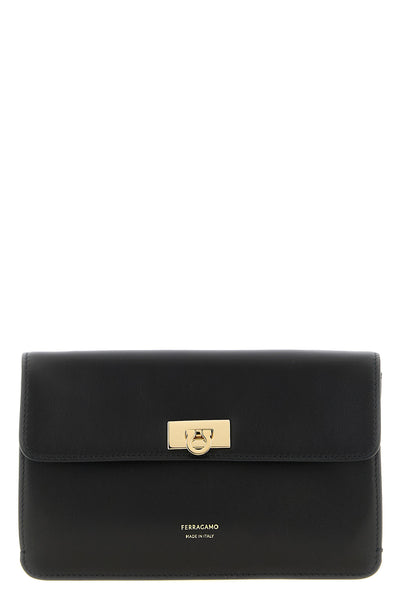 the ferragamo harley smooth calf leather clutch stands out for its compact and