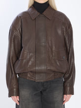 SAINT LAURENT 38 balloon lambskin leather bomber jacket