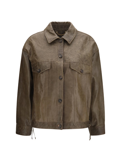 babete leather jacket with embossed details