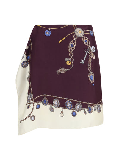 printed silk twill mini skirt
