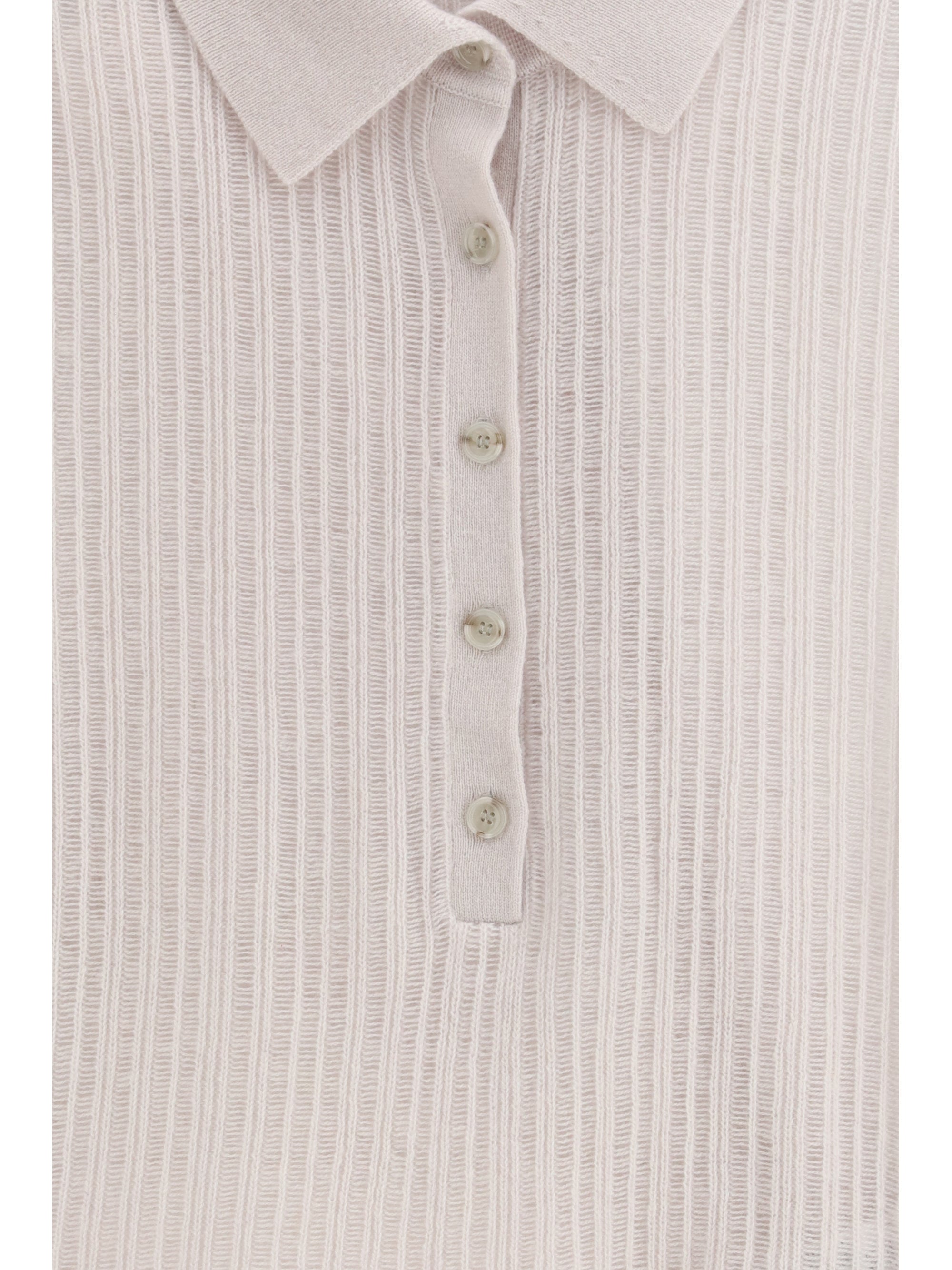 ALLUDE S polo-neck short-sleeve sweater