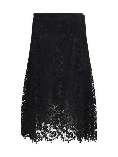 flared midi skirt in macramé lace