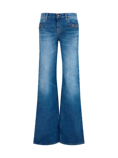stretch cotton jeans with horsebit
