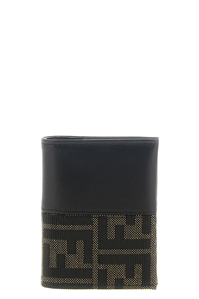 the fendi card holder in ff zucca jacquard fabric and smooth calf leather