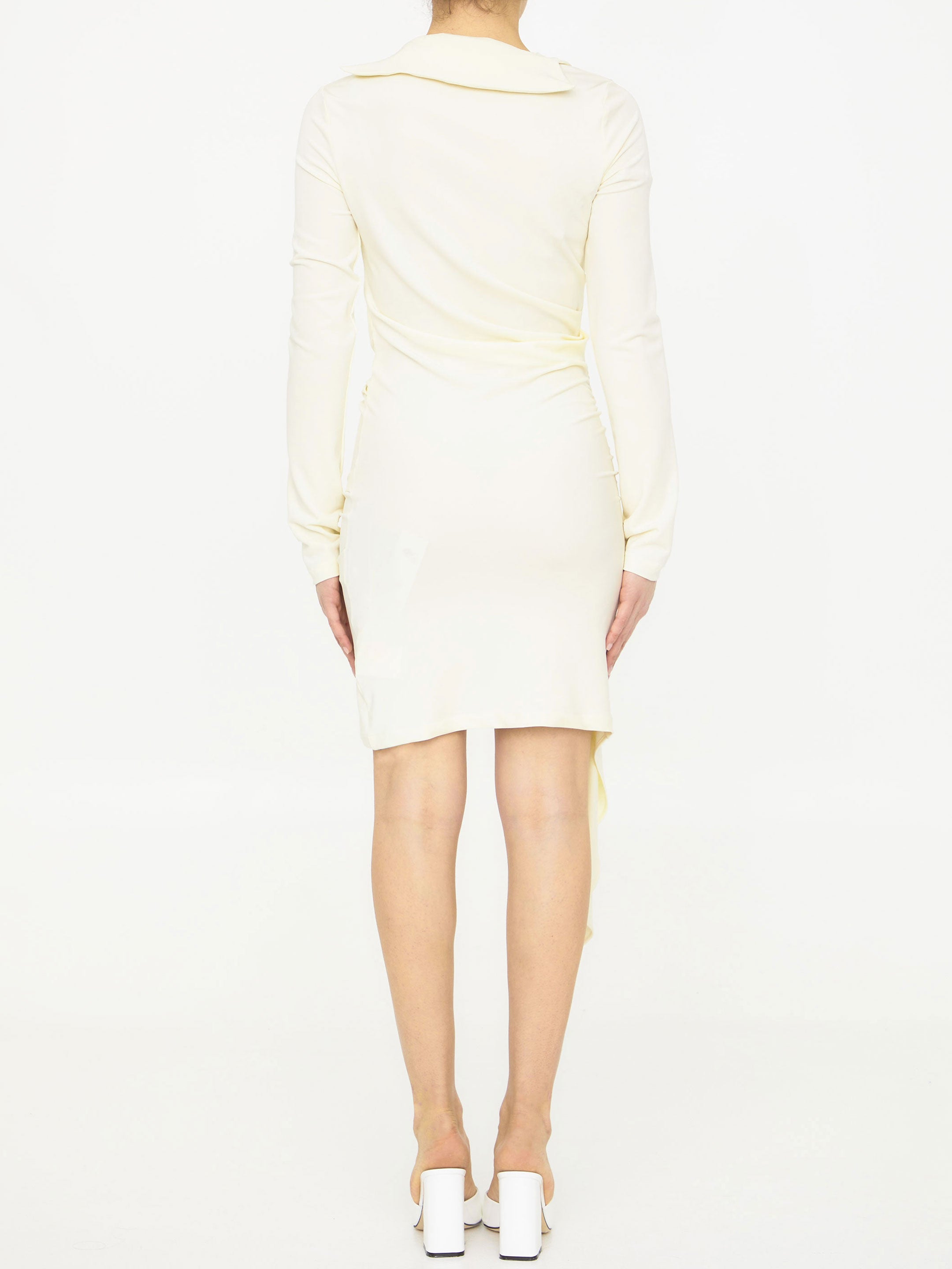 OFF WHITE 42 viscose crêpe draped dress