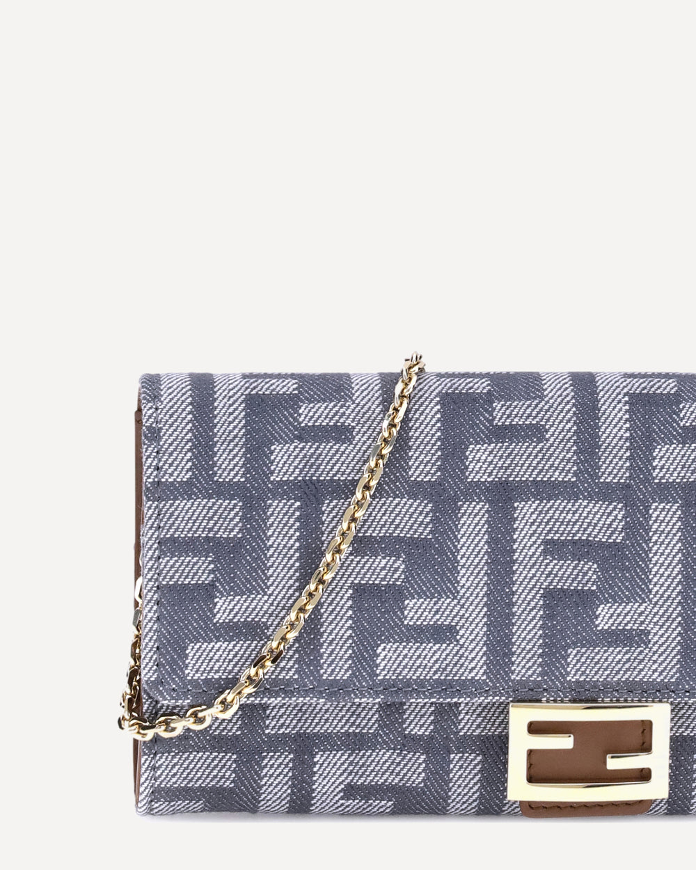 fendi ff print denim wallet