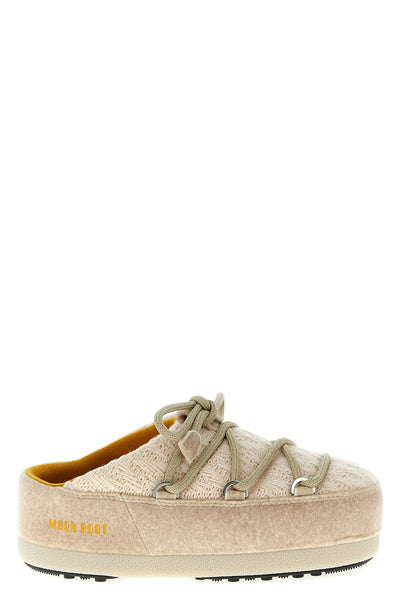 moon boot x guest in residence evx mules in tone-on-tone woven cashmere and wo