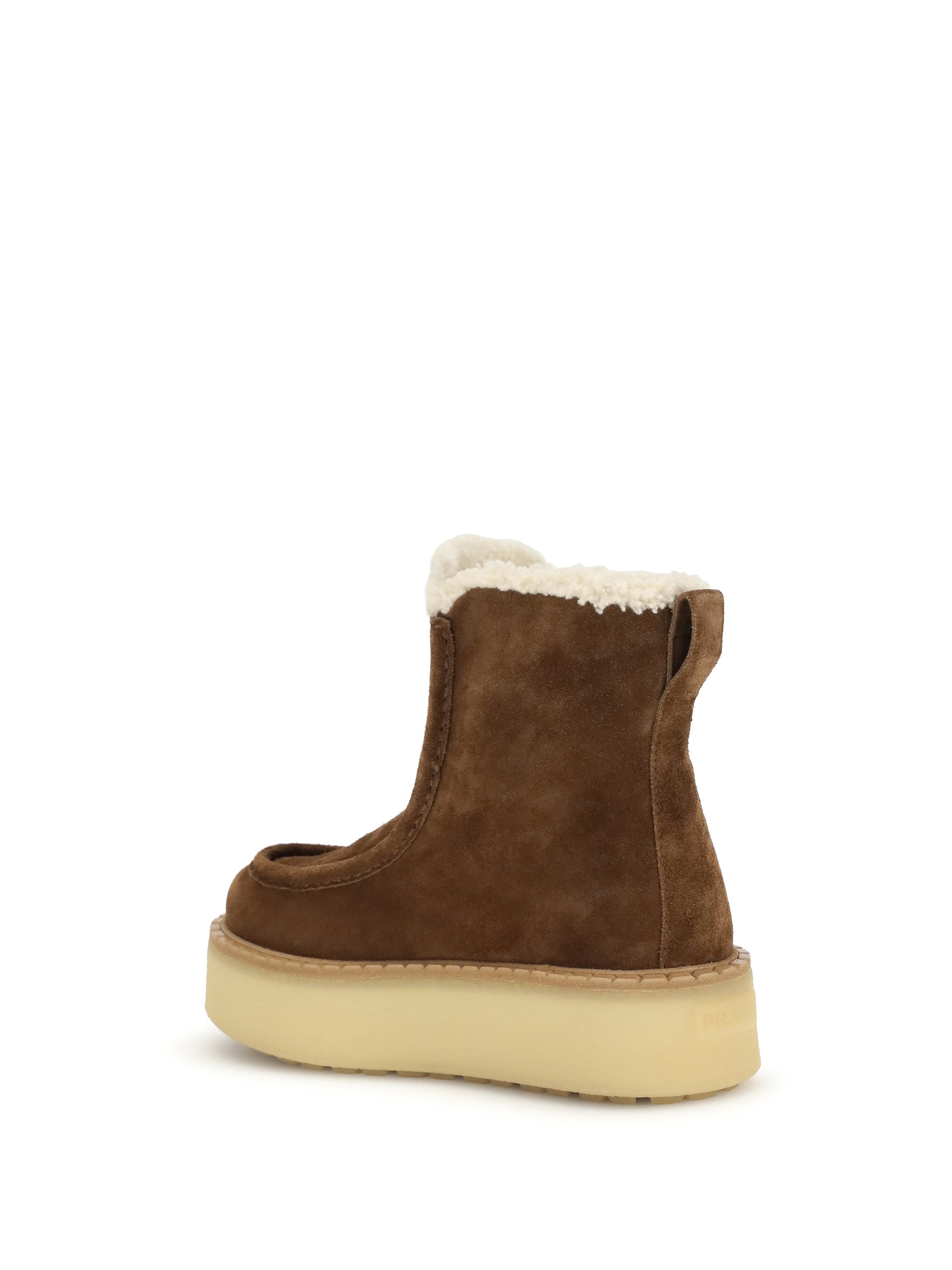 PRADA 36.5 suede and shearling ankle boots
