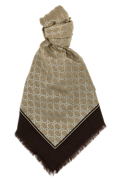 gg lamé jacquard wool scarf