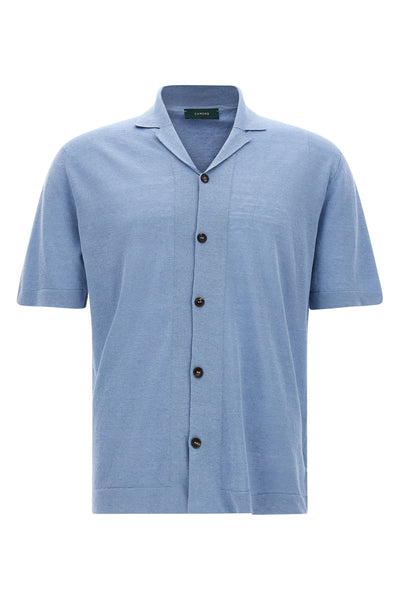 linen blend knit shirt