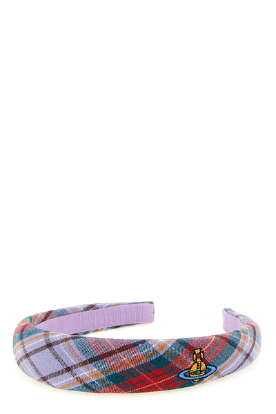 rtw tartan slim headband in padded linen