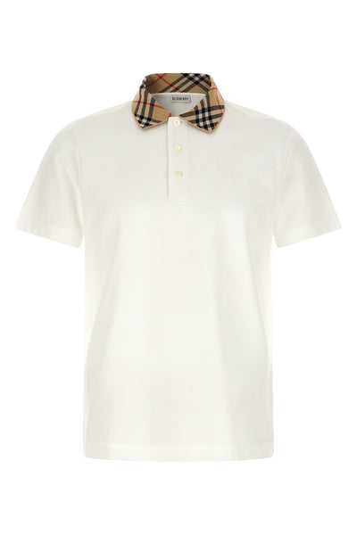 the burberry evan white cotton piqué polo shirt
