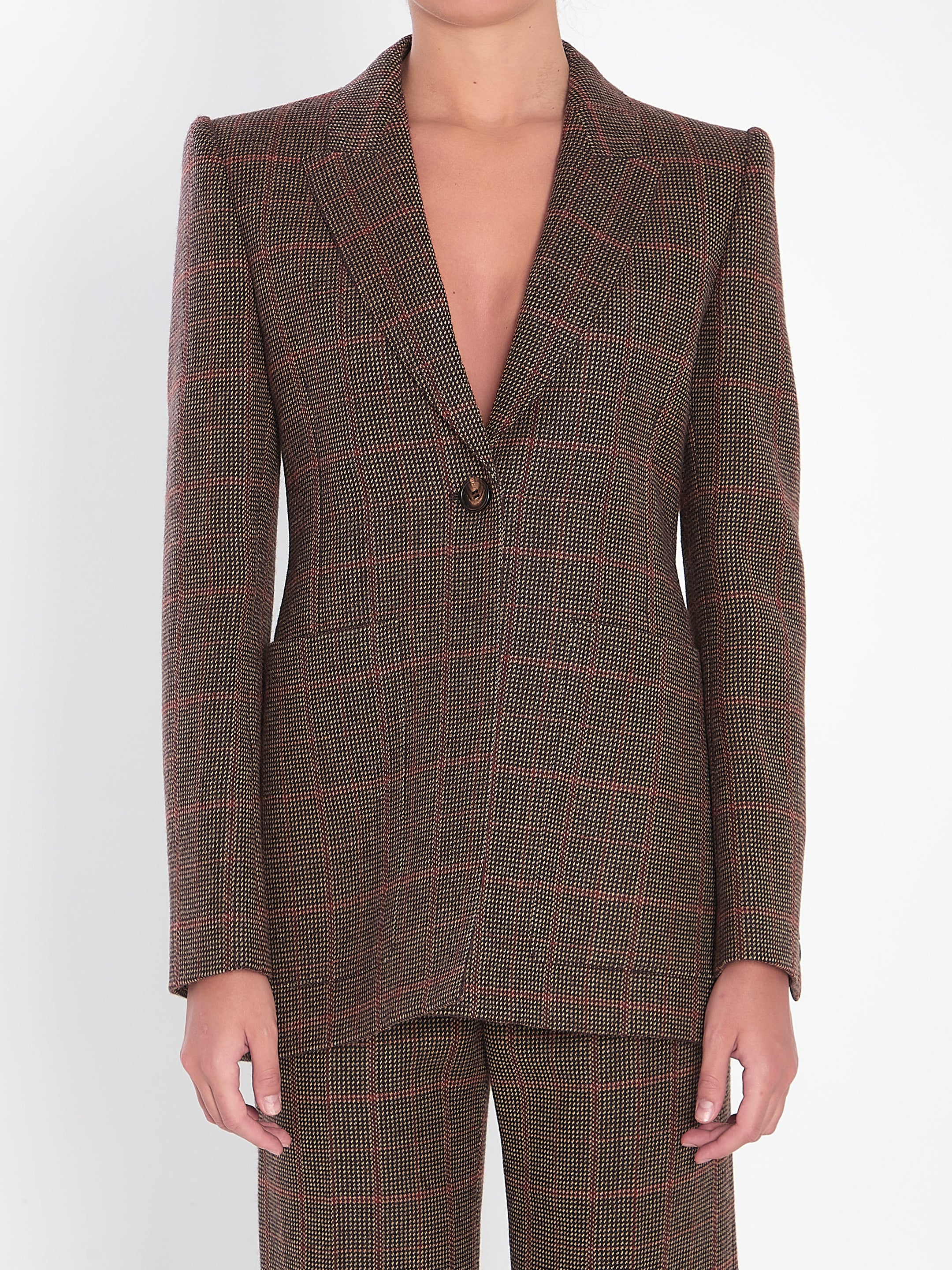 CHLOE 36 checked wool tailored jacket
