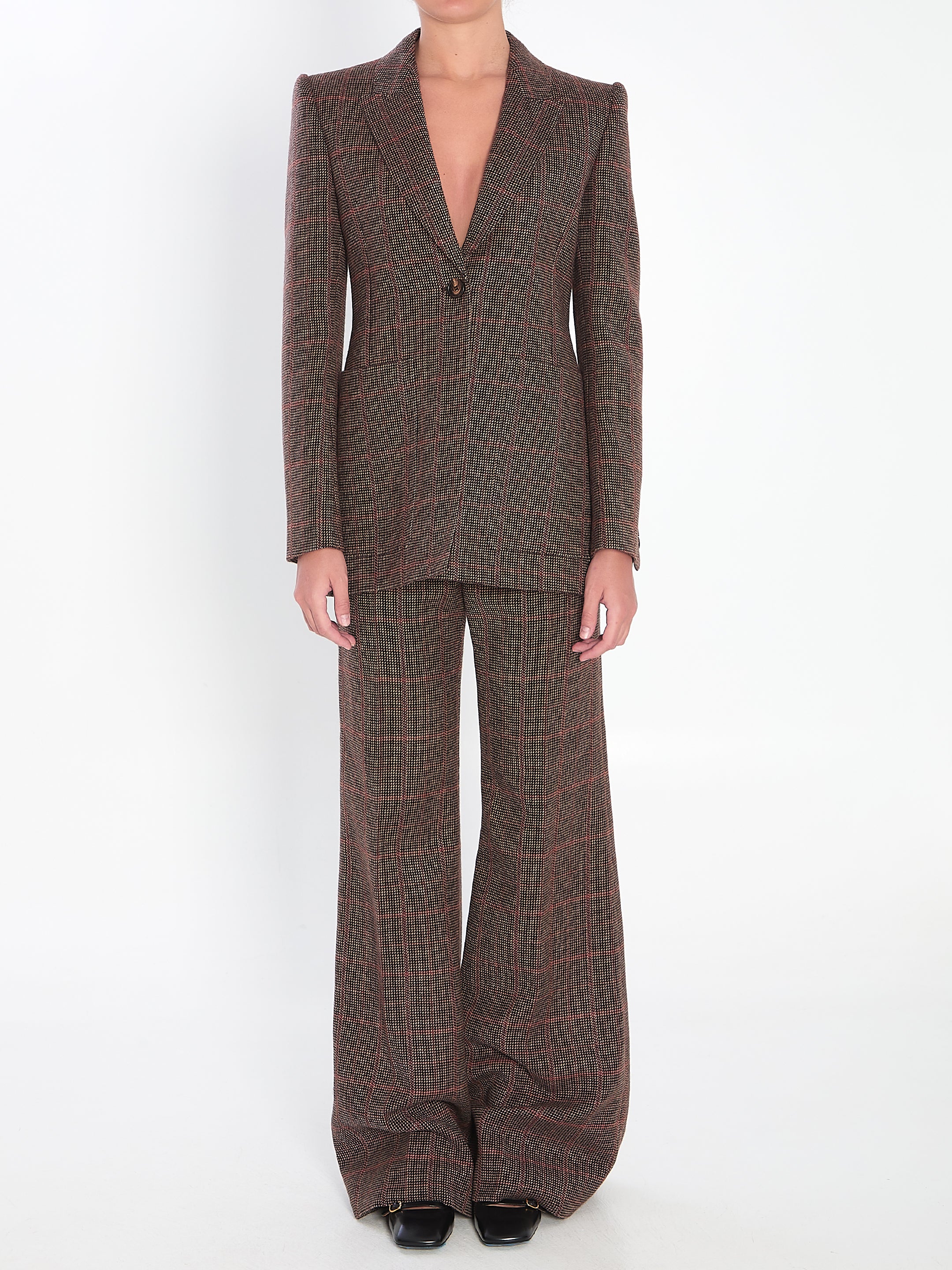 CHLOE 38 checked wool tailored jacket
