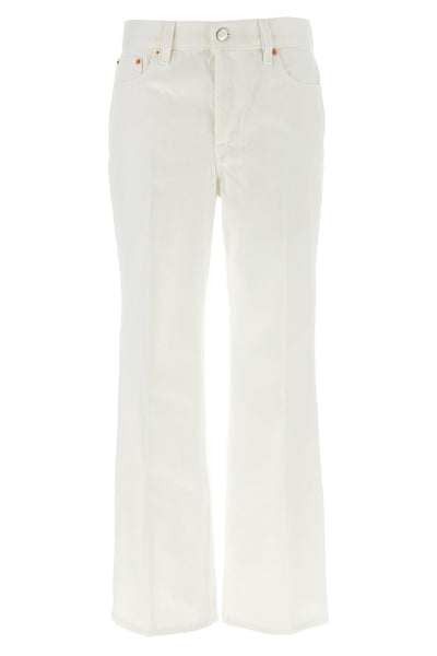 high waist crop jeans in cotton denim