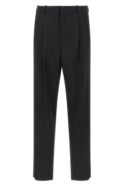 smocking pants in grain de poudre wool