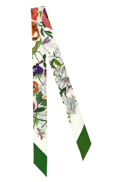 gucci flora print silk twill scarf