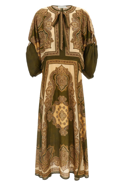 mahon midi dress in paisley-print silk habotai
