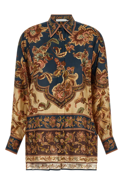 aster jacobean patterned habotai silk shirt