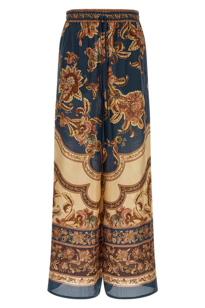 aster jacobean patterned silk habotai pants