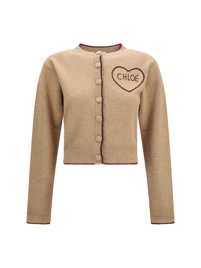 fitted logo cardigan in wool and cashmere