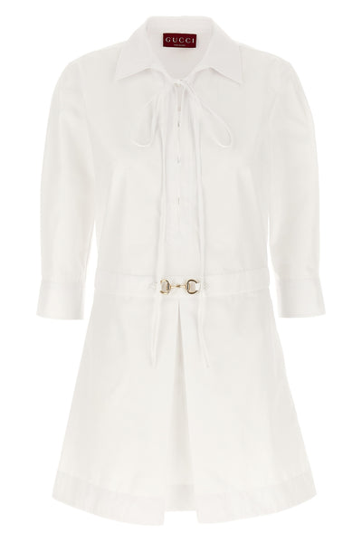 chemisier mini dress in cotton poplin