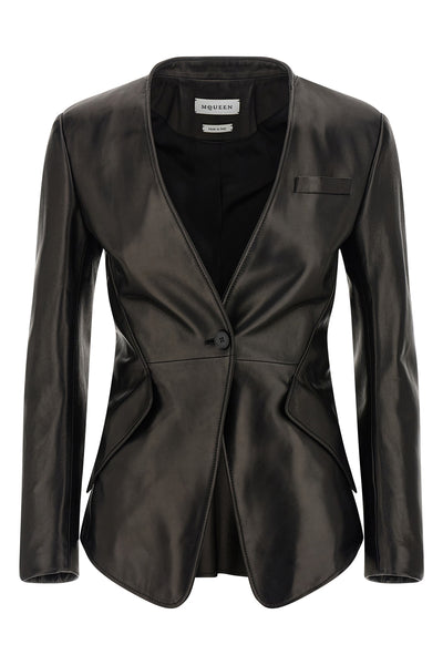 single-breasted nappa blazer