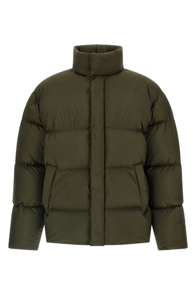 quilted and goose feather padded water-repellent canvas down jacket
