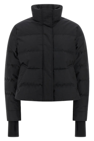 quilted and goose feather padded technical fabric down jacket