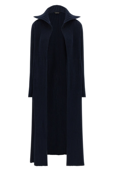 maxi cardigan in ribbed cotton blend
